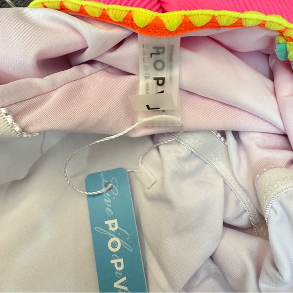 Neon Pink One-Piece Swimsuit with Colorful Trim Sz L​ - Picture 7 of 8